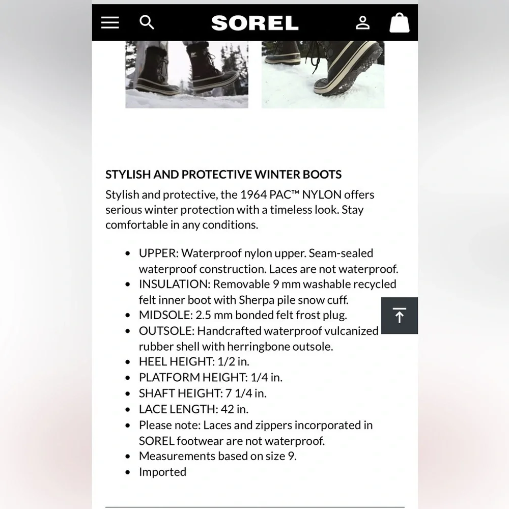 Sorel lace up winter waterproof snow boots. Men’s size 7 women’s size 9 - Picture 7 of 7